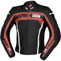 IXS Sport RS-600 1.0 motorfietslederjack, zwart/rood/wit, maat 50