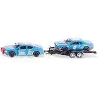 Siku 2565, Dodge Charger met Dodge Challenger SRT Racing, hemelsblauw, metaal/kunststof, 1:55, deuren kunnen open