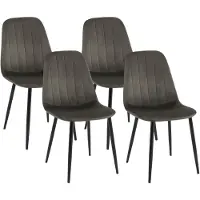 CLP Baxter Set van 4 Eetkamerstoelen - Zwart Metalen Frame - Velvet - Fluweel/antraciet