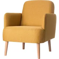 Meet by Paperflow Fauteuil Paperflow Brooks - massief hout - retro design - gestoffeerd - polyester hoes - saffraan