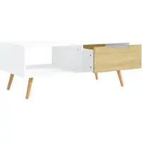 vidaXL Salontafel 100x49,5x43 cm bewerkt hout wit en sonoma eikenkleur
