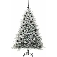 vidaXL Kunstmatige Voorverlichte Kerstboom met Ballenset Groen 180 cm