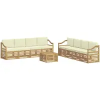 vidaXL Buiten bank set 9 st Wit en crèmekleurig Polyester