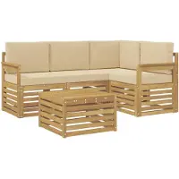 vidaXL Buiten bank set 5 st Wit en Beige Polyester