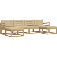 vidaXL Buiten bank set 6 st Wit en Beige