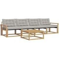 vidaXL Buiten bank set 5 st Wit en Lichtgrijs