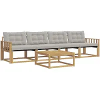 vidaXL Buiten bank set 5 st Wit en Lichtgrijs