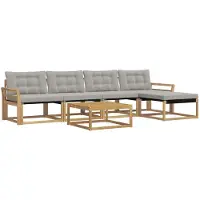 vidaXL Buiten bank set 6 st Wit en Lichtgrijs