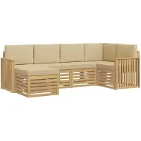 vidaXL Buiten bank set 6 st Wit en Beige Polyester