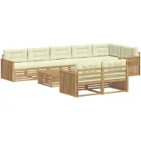 vidaXL Buiten bank set 9 st Wit en crèmekleurig Polyester
