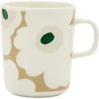 Marimekko Unikko mok 25 cl White-beige-light sand-dark green