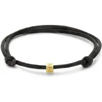 New Bling 9NBG-913Z Satijnen Armband met 14 Karaat Letter Kubus Z 4mm - Z - One Size - 16 tot 26cm - 2mm Dikte - Zwart - Goud