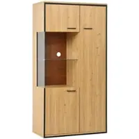 OKWISH Vitrines 78x40x150 cm - Vitrine Met Glazen Deuren En LED-Verlichting - Moderne Presentatie - Spaanplaat - Natuurlijk