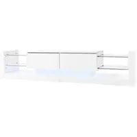 OKWISH TV Meubel - Vorm 181x38x38 cm - Zwevend TV Meubel Met Klapdeuren En LED - Voor Moderne Woonkamers - Hoogglans Hout - Wit