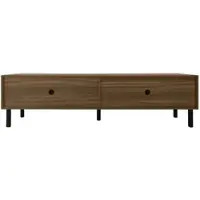 OKWISH Tv Meubel - 4 Deuren Met Drukopener - Woonkamer Opbergruimte - Spaanplaat Zwart Met Houttint - 170x38x47,7 Cm