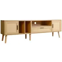 OKWISH TV meubel - Bohème TV-kast met open vakken en kabelmanagement - Voor de woonkamer - 180x40x54 cm - Spaanplaat - Naturel