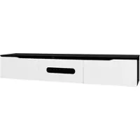 OKWISH TV-kasten 180x35x30 cm - TV meubel Met Grote Capaciteit - Hoogglans Zwarte En Witte Afwerking - Modern Design - Rechthoekig - TV Meubels - MDF - Zwart