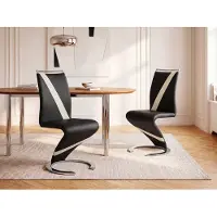 Vente-unique Set van 6 stoelen van kunstleer TWIZY - zwart met witte strepen