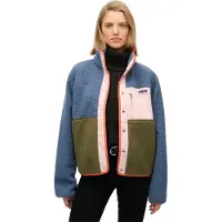 Superdry Fleece jas blauw / olijfgroen / rosa