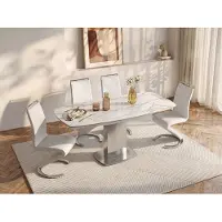 Vente-unique Uitschuifbare eettafel TALICIA - 4 tot 6 personen - Keramiek en ijzer