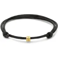 New Bling 9NBG-913Y Satijnen Armband met 14 Karaat Letter Kubus Y 4mm - Y - One Size - 16 tot 26cm - 2mm Dikte - Zwart - Goud