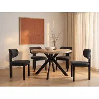 Vente-unique Uitschuifbare eettafel voor 4 tot 8 personen van MDF en staal - Licht naturel en zwart - KOMONI