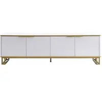 STILVORA TV-Meubel - Geometrisch Reliëf Met Goudaccenten - Ruim Met Kabeldoorvoer - Voor Woonkamer En Media - MDF - 160x37,5x48 cm - Wit