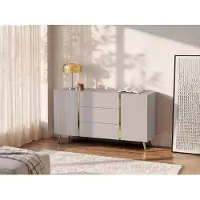 Vente-unique Buffetkast met 2 deurtjes en 3 lades - Beige en goud - MARZIALO