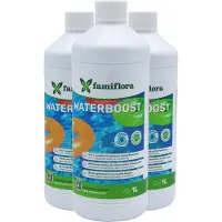 Famiflora Waterboost 3x 1L - tegen troebel water! - Maakt troebel water helder zodat zwemmen weer plezierig wordt - Verwijdert zeep, olie en kleine vuildeeltjes zodat water fris en veilig blijft