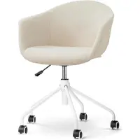Nolon Nout-Otis Bureaustoel Cotton Beige - met Armleuning - Stof - Wieltjes - Wit Onderstel