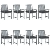vidaXL Tuinstoelen 8 st met kussens massief acaciahout grijs
