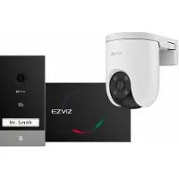 Ezviz Outdoor Security Kit – H8C SE Buitencamera + HP7 Videodeurbel - 2K Resolutie - 360° Pan & Tilt - AI Mensdetectie & Auto-Tracking