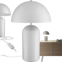TecTake Tafellamp in paddestoelvorm - Vintage design - Leeslamp, nachtlampje, woonkamer, kleine lamp, retro, Bedlampje met kabel - 40W, 37cm hoog - Wit