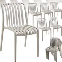 TecTake Set van 6 Tuinstoelen Alcudia - Taupe - Kunststof Stoelen - Stapelbaar - Stoelen voor Tuin, Terras of Balkon - Weerbestendig en UV-bestendig - Draagkracht 120kg per Tuinstoel