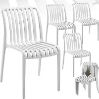 TecTake Set van 4 Tuinstoelen Alcudia - Creme - Kunststof Stoelen - Stapelbaar - Stoelen voor Tuin, Terras of Balkon - Weerbestendig en UV-bestendig - Draagkracht 120kg per Tuinstoel