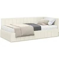 vidaXL Hoekbedframe met Matras met hoofdeinde 2 st Crème Fluweel