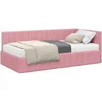 vidaXL Hoekbedframe met Matras 2 st Roze 100 x 200 cm Fluweel