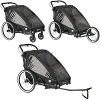 Deryan Fietskar V2 - Kinderfietskar 2 Persoons - Wandelwagen - Zwart
