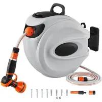 Happyment Wandslangenbox deluxe - 35 meter - 180° Draaibaar - Tuinslang met haspel - Slangenhouder
