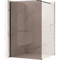 REA Flexi Brown 130 - Rookbruin Glas 6 Mm - Douchewand - Zwart120X130X195Cm
