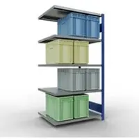 Schulte Lagertechnik MULTIplus 250 boutloos rekkensysteem, boutloze aanbouwstelling, lengte bout, 2000x1000x800 mm, 5 legborden, gentiaanblauw/verzinkt