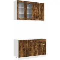 vidaXL Keukenblok LYON 4 st Gerookt eiken Bewerkt hout