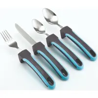 Sundo Ergonomische bestekset - 4 delig - Grijs/Turquoise