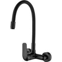 Kuchinox Zwarte wandmengkraan met flexibele uitloop, model Elza
