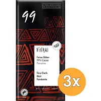 Vivani 3x Chocolade Puur Delicaat 99% Panama Bio (80 gr)