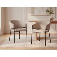 Vente-unique Set van 6 stoelen met armleuningen van ribfluweel en zwart metaal - Crèmewit - ORDIDA - van Pascal Morabito