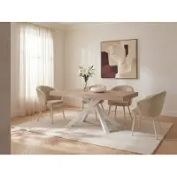 Vente-unique Uitschuifbare eettafel 6-10 personen in MDF en metaal - Houteffect en wit - CATONAV
