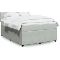 vidaXL Boxspring met matras fluweel lichtgrijs 140x200 cm