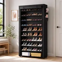 BOTC Schoenenrek - Schoenenkast - 10 Lagen Schoenenrek - voor 50 Paar - 175x60x25 cm - Schoenen Opbergsysteem – Zwart