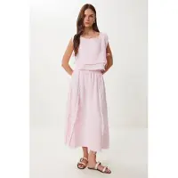 Happiness İstanbul Katoenen Mouwloze Blouse en Wijde Rok Set